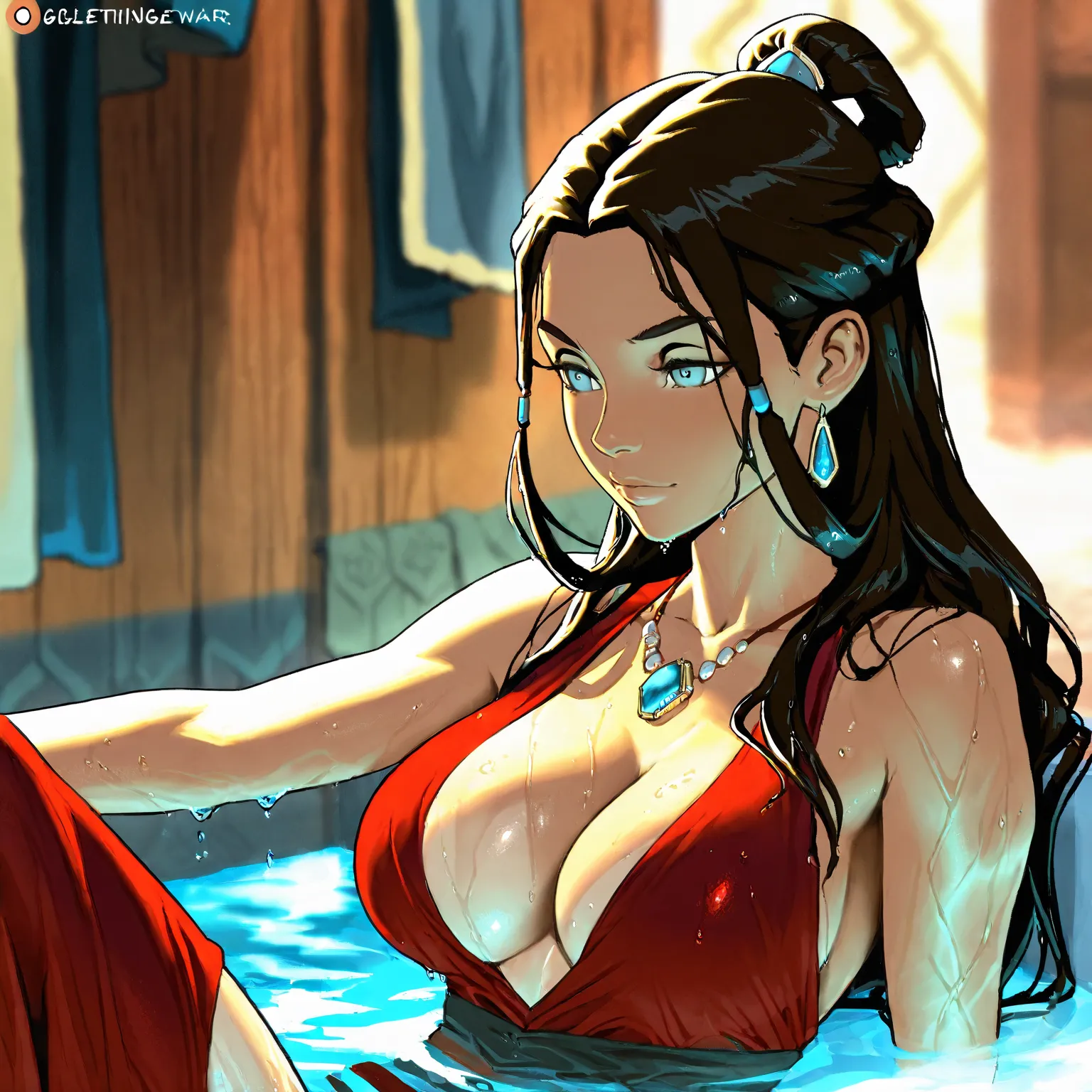 Stunningly attractive woman, Katara, Avatar: The Last Airbender, High Resolution, Masterpiece, glistening, impeccable physical shape, sexy clothing, different hairstyles, long hair, different clothing, different clothing styles, Solo, 1girl, deep cleavage,...