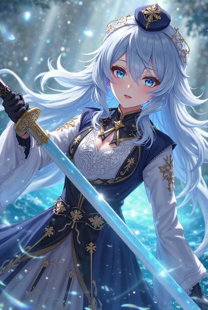 Furina, the Hydro Archon and ruler of Fontaine in Genshin Impact, is a charismatic and theatrical figure, always shrouded in an air of mystery. Her light blue hair with darker tips flows gracefully, framing her bright blue eyes adorned with an aquatic patt...