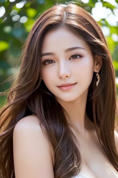 (woman, 22 years ago), (Big Breasts:1.1), rose garden、 With So Many Red Roses in the Background 、 (( Get Viewers &#39;.2)), Pictorial Light , (Detailed eyesと肌), (  Detailed Facial Features  ), Beautiful Face、Detailed eyes、double eyelid、 glitter eyeliner :1...