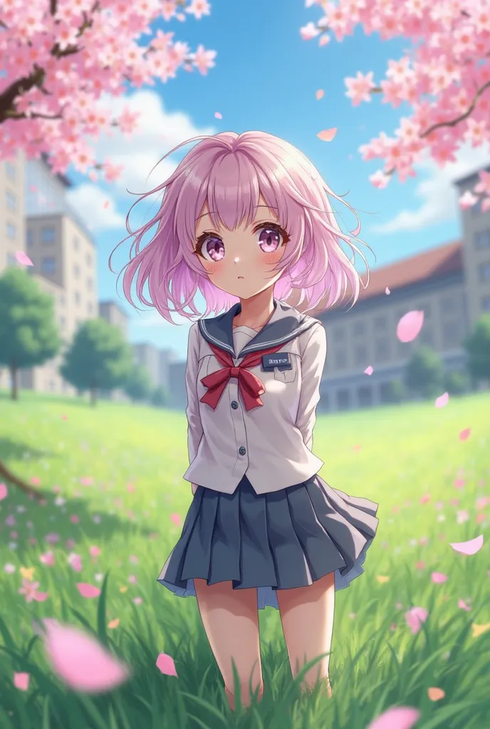 Ai created a sakura school anime character wearing a school uniform on the field  