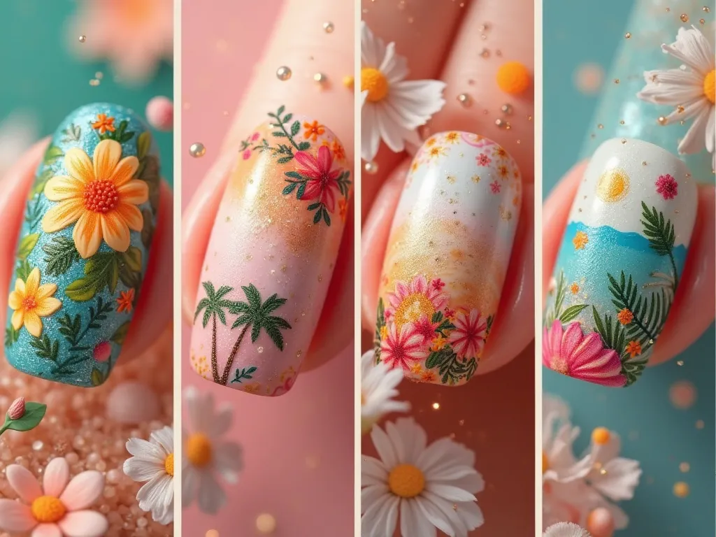 I want 4 image in image, nail summer