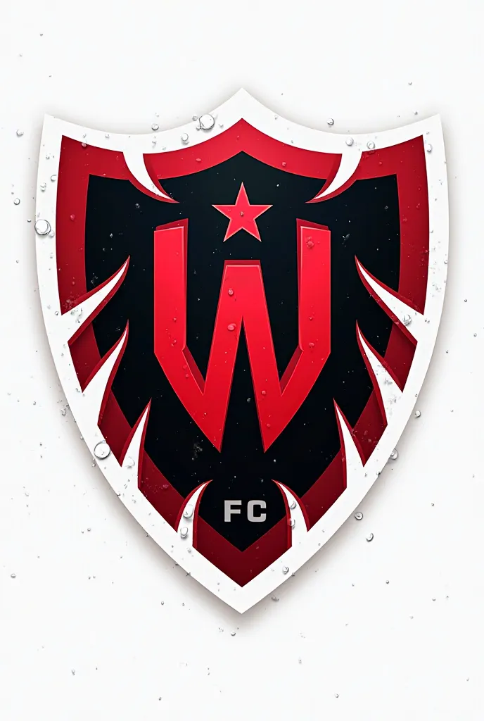 A football shield that says Warriors FC in red and black and the background in white to be converted into a png 