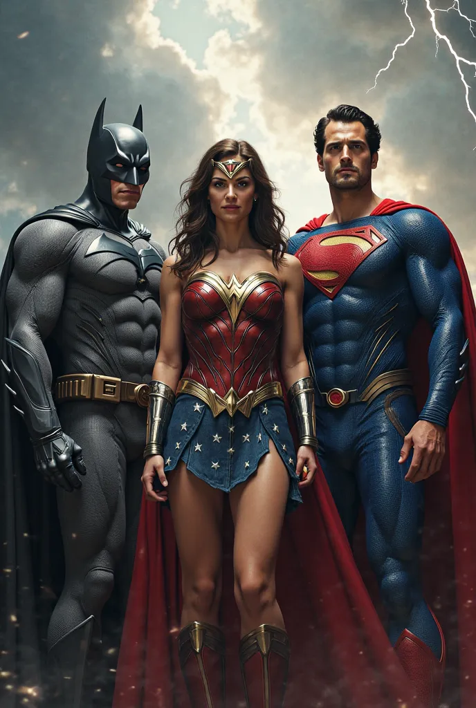 Play Michael Keaton's Batman , Henry Cavill's Superman and Galgadot's Wonder Woman, WITH JESUS IN THE MIDDLE