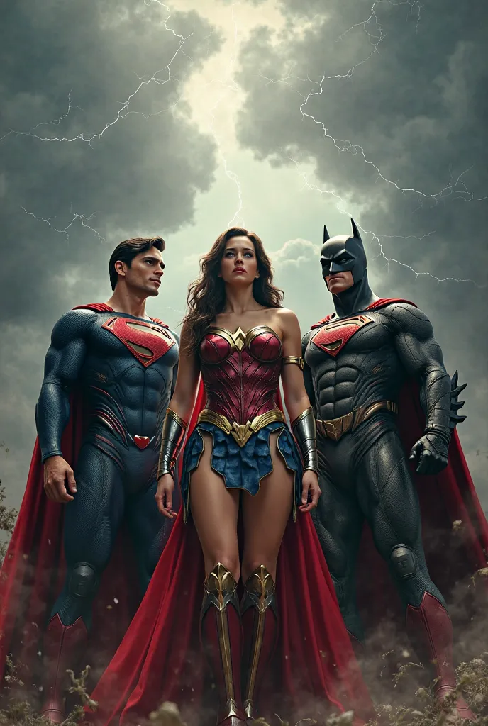 Play Michael Keaton's Batman , Henry Cavill's Superman and Galgadot's Wonder Woman, WITH JESUS IN THE MIDDLE