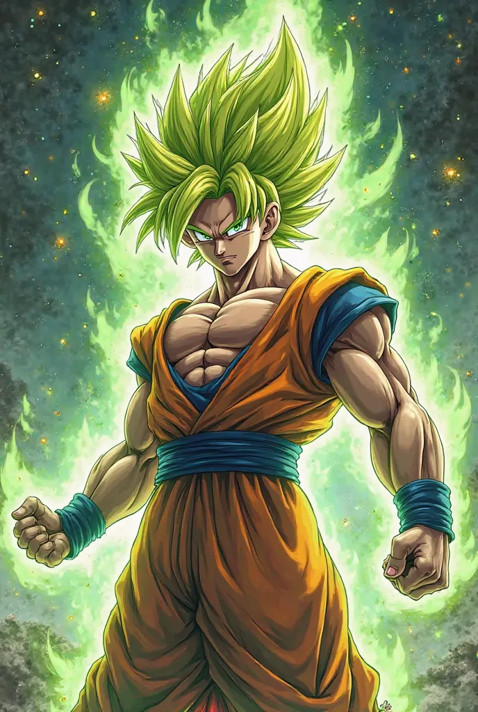 Goku golden green hair color