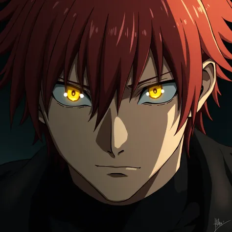 a close up of a person with yellow eyes, jujutsu kaisen, fate zero, fate/zero, screenshot from black clover, ken kaneki, kaneki ken, tetsuo from akira, jin - roh, futuristic tetsuo, dorohedoro, katekyo hitman reborn, ufotable art style, tokyo ghoul, ufotab...