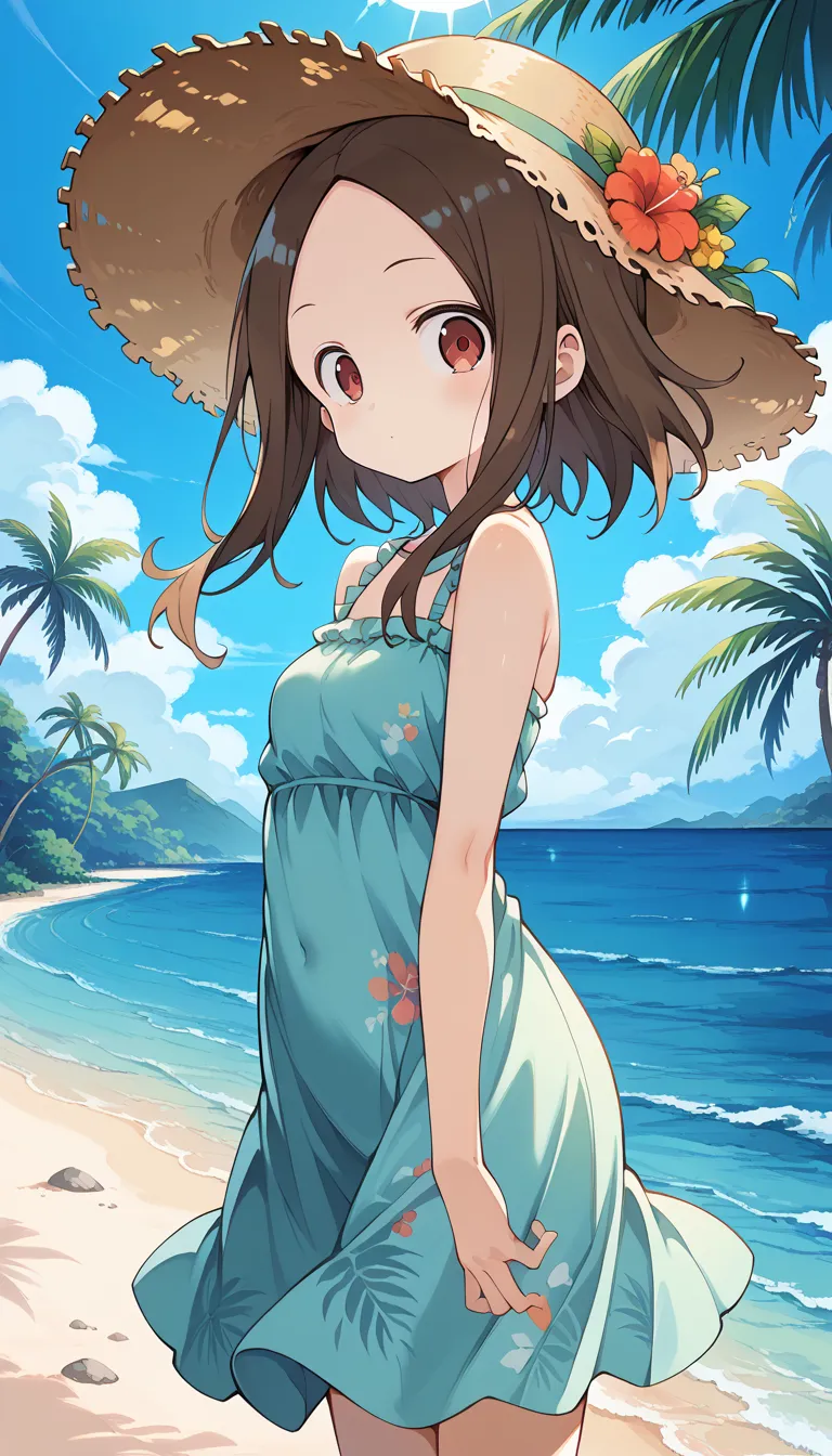 NSFW ((Takagi))(masterpiece, best quality), very aesthetic, Absard Dress, extremely  details CG unity 8k wallpaper, super precise illustration, ( details_face:1.2), BREAK 1girl, Long black hair with a straw hat, small breasts, (Colorful expression), Red Ey...