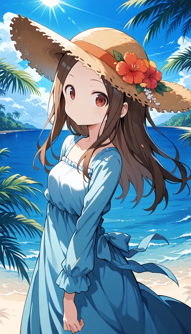 NSFW ((Takagi))(masterpiece, best quality), very aesthetic, Absard Dress, extremely  details CG unity 8k wallpaper, super precise illustration, ( details_face:1.2), BREAK 1girl, Long black hair with a straw hat, small breasts, (Colorful expression), Red Ey...