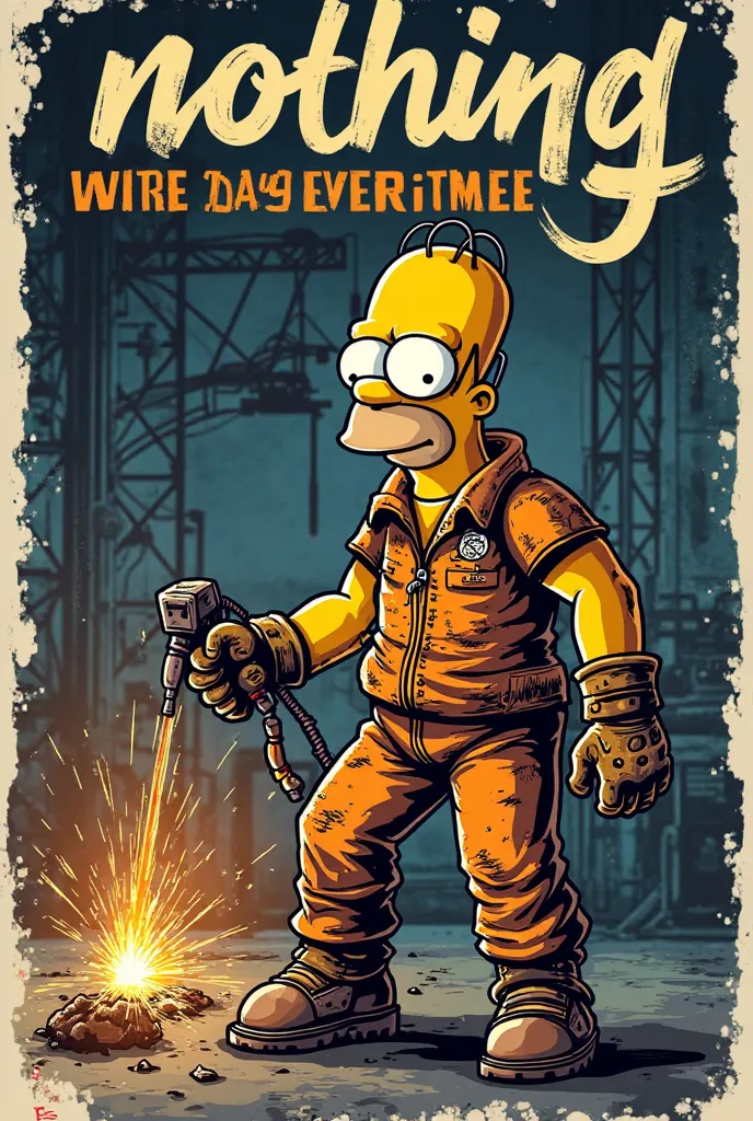 Make a tattoo decal with the following phrase : Nothing with one day after the other , wanted Homer Simpson as a welder on it if possible 