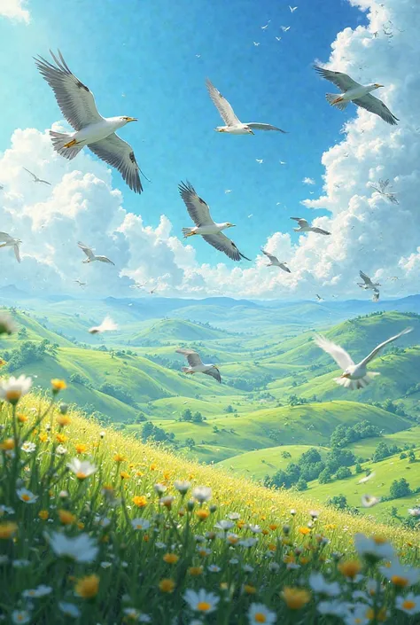 Stunning Flying Bird Fields