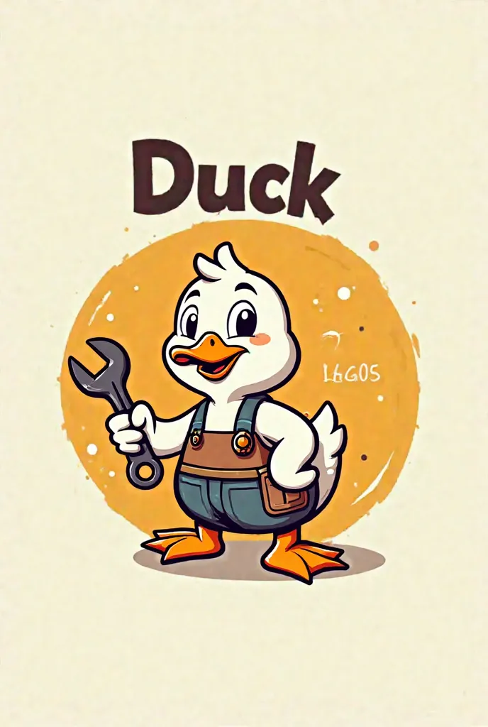 Create me a logo for a hardware store, com o nome duck, And the drawing of a duck holding a tool