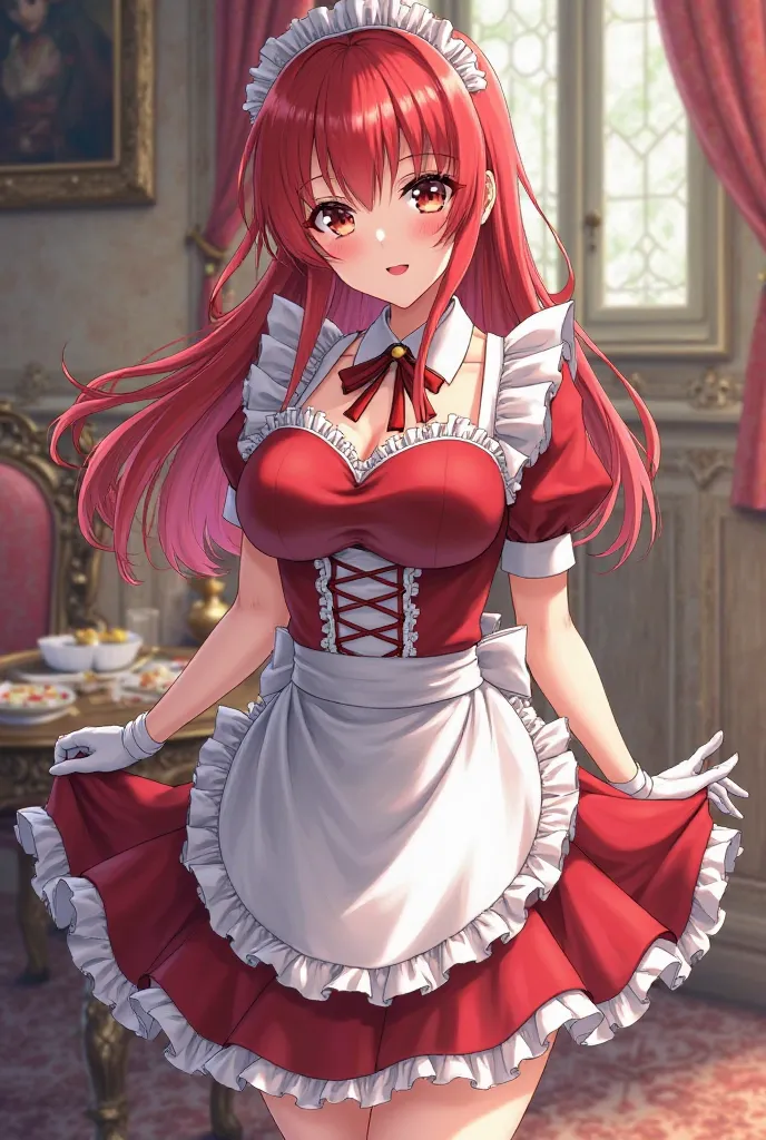 Rias Gremory in anime in maid costume 