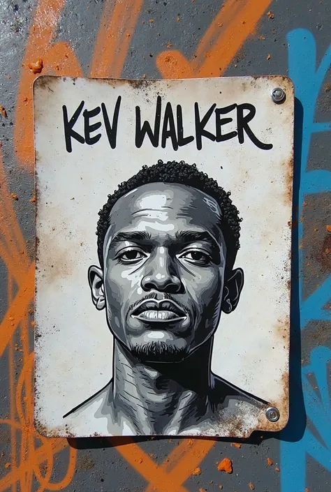 graffiti writing on a piece of paper with a drawing of a man, an album cover inspired by Kev Walker, cg society contest winner, graffiti, eka's portal, logo art, on sidewalk, warriors fan art, promotional artwork, outlined!!!, on the sidewalk, cel shaded!!...