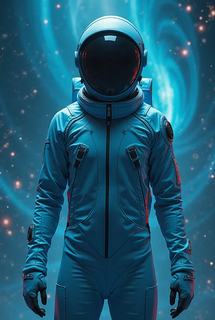 Astronaut in 90s style blue jumpsuit