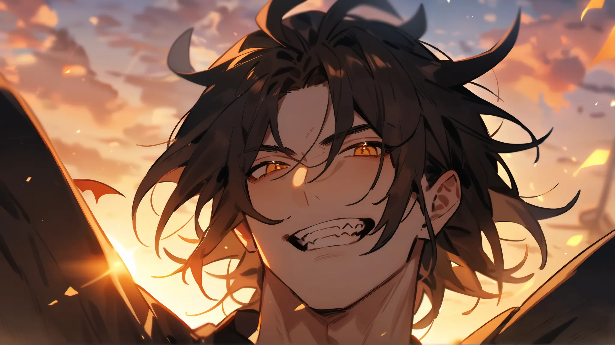 A handsome demon king is enjoying his golden hour