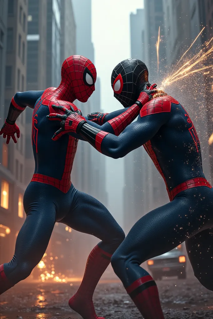 Two Spider-Man fighting 