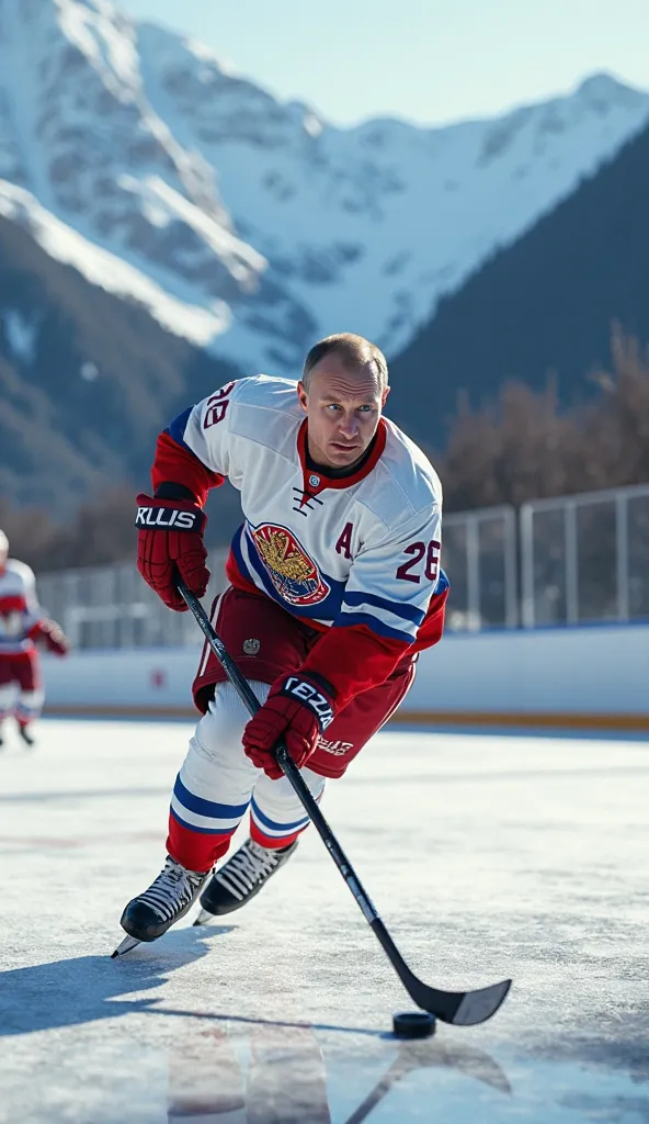 Putin playing ice hockey