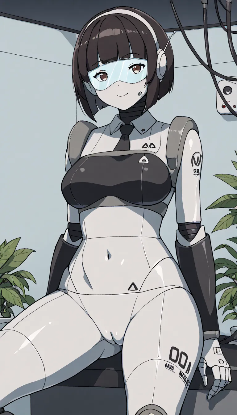 masterpiece, best quality, extremely detailed, (8K, 4K, Best Quality, hight resolution, 超A high resolution:1.1), ,8k portrait, Japaese android Girl,Plump , dark black leg cover,announcer,control panels,android,Droid,Mechanical Hand, Robot arms and legs, Bl...