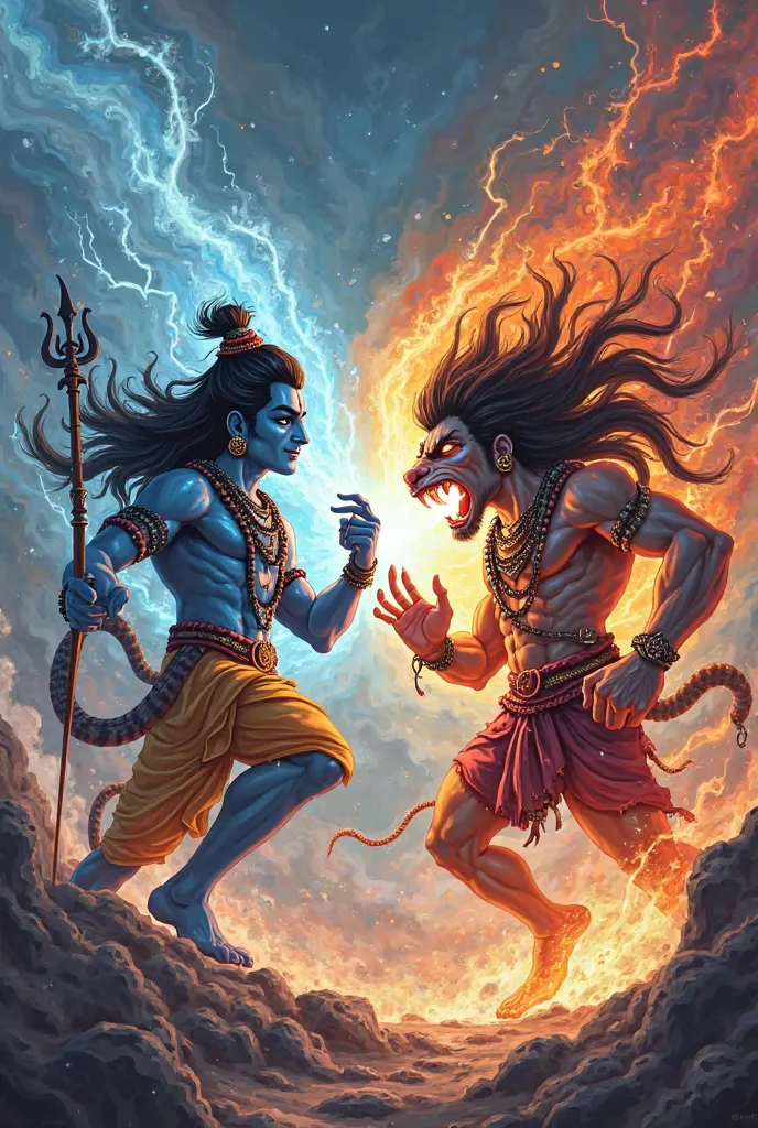 Shiva and Rudra cartton fighting 