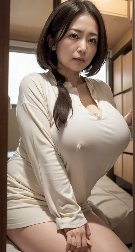 (((Kubota Emi  ))),(((55 years old))),(((Born in Fukuoka ))),(((mature woman))),(((  single mother ))),
(((Profession:  Furniture Delivery by Truck ))),(((※※Super Big Breasts Woman:1.4))),

(((※Inside a container with no windows:1.4))),(((※※※The container ...