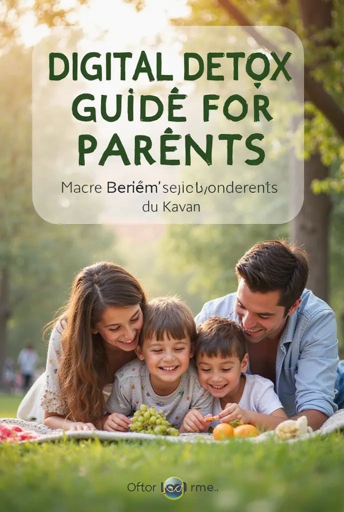  Create an ebook cover with the title  "Digital Detox Guide for Parents" in Portuguese,  following these specifications :  
- **Style:** modern design,  clean and cozy , with a calm and natural atmosphere.  
- **Dimensions:**  Ratio 1 :1.6 (Ex.: 1600 x 256...