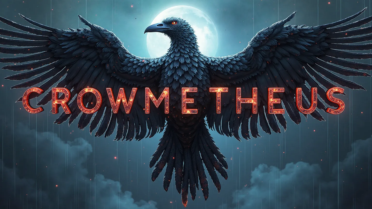 The name "Crowmetheus" in futuristic letters