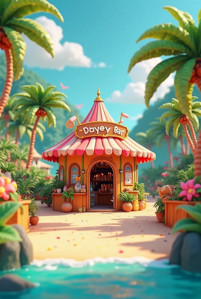 I want the 3D beautiful Island with the Disney summer theme. There is mini bar on this Island. The name of the mini bar is "Pay69". 