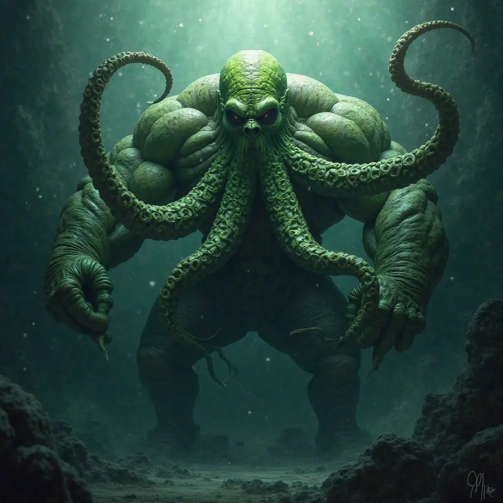 **Hulk** – A green octopus with a muscular texture.