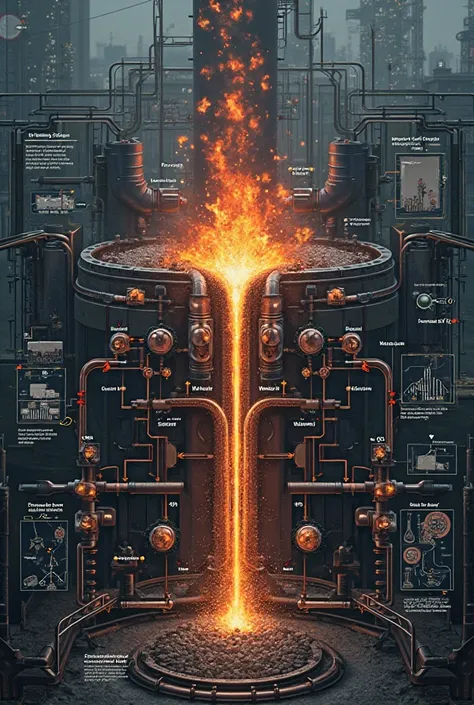 Image Diagram illustrating the chemical reaction between coal and water vapor.
