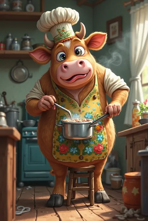 A cow cooking