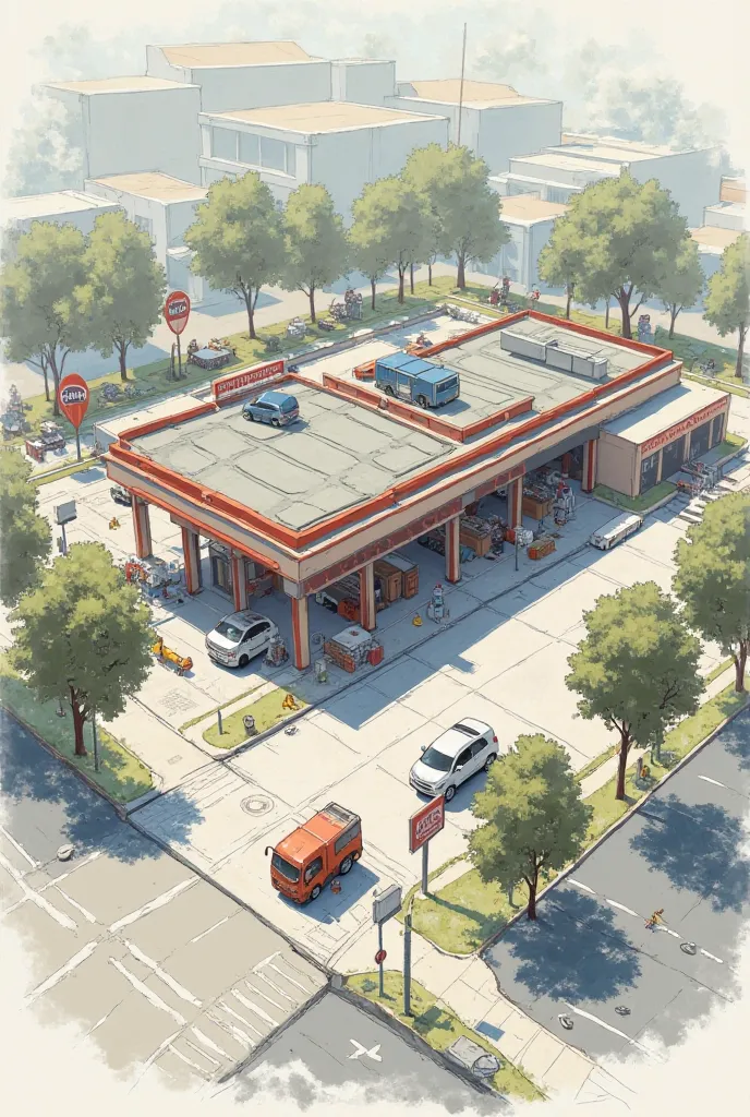 Gas station plan 
