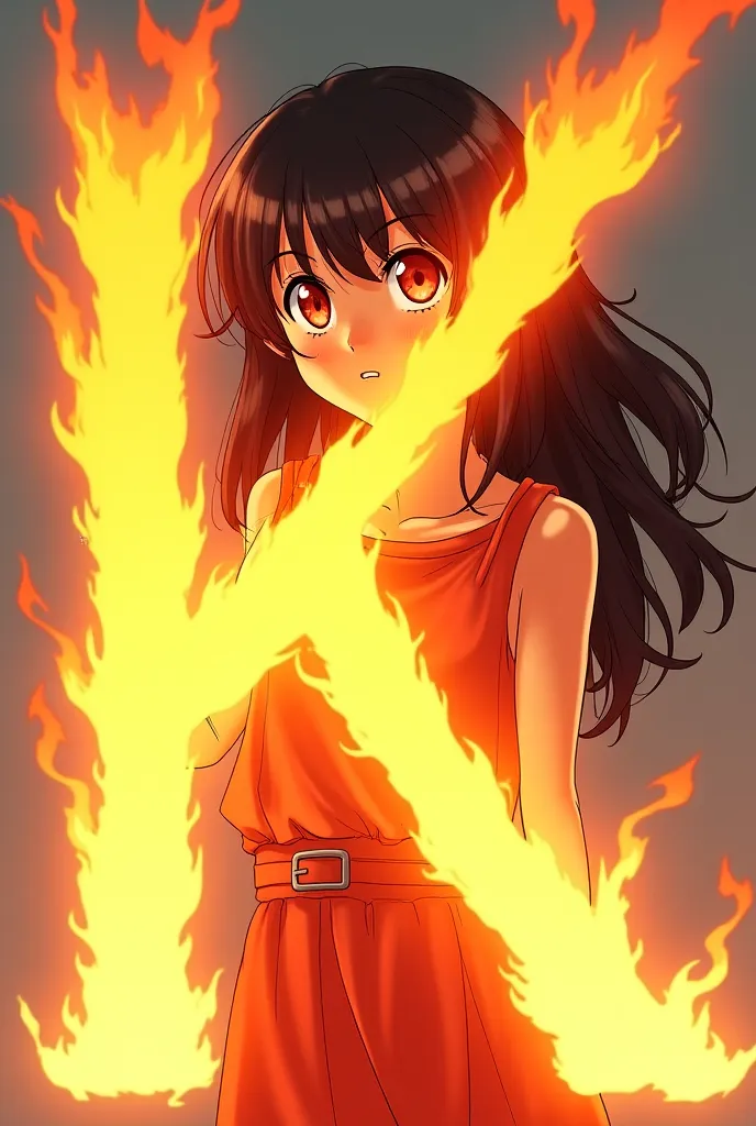 Cute anime girl scorching the letter K