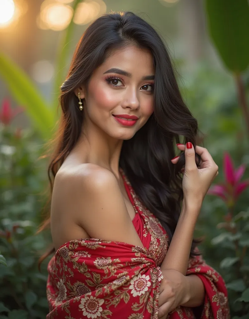 portrait photography with zoom lens 75mm with blurred background. Backlight & side light glare. High key lighting. Image of stunning lovely beauty lady with confident & seductive pose. Her breed is a perfect mix between Malay, Chinese, & Indian. Her modest...