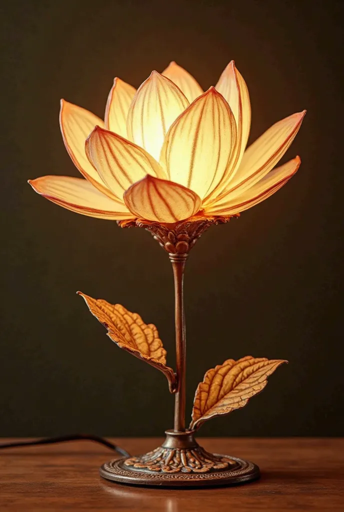 A lamp in the shape of a flower, Vintage type that is from 3 vanishing points