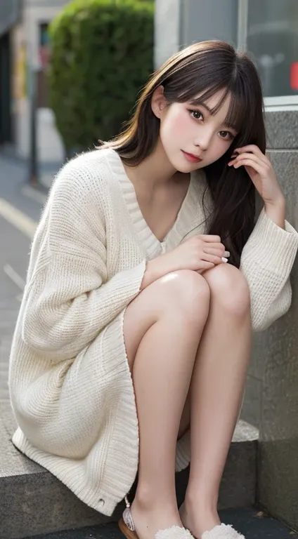 stand with their own shins, high resolution,  high quality、perfect dynamic element, beautiful and delicate eyes, Medium hair, small 、 natural lips ,Kamimei、Shibuya 、University age、1 persons、 Transparent Skin 、Shining Hair、 Masterpiece, Best Quality, illust...