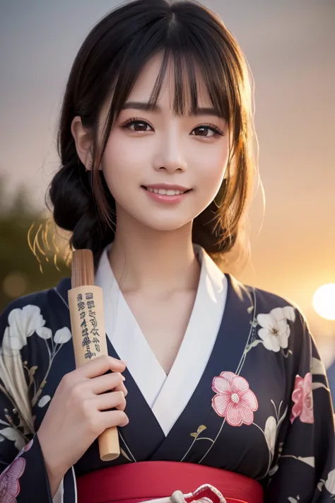 ((( top quality, 8k, Masterpiece))), Clear focus, ( beautiful woman with perfect figure ), slender, ( hairstyles at their best:  up )), ((  kimono: Cane)), street: 1.2 High Definition Face and Skin Textures Detailed Eyes Double Eyelids Random Postures, (sm...