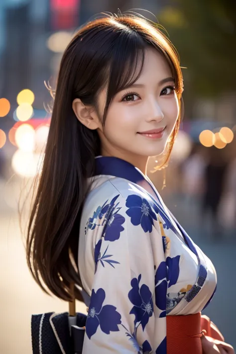 ((( top quality, 8k, Masterpiece))), Clear focus, ( beautiful woman with perfect figure ), slender, ( hairstyles at their best:  up )), ((  kimono: Cane)), street: 1.2 High Definition Face and Skin Textures Detailed Eyes Double Eyelids Random Postures, (sm...