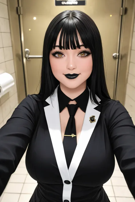 A mesmerizing close-up portrait of a gorgeous little bird illuminated by the soft, golden light of a tranquil morning, with vibrant bokeh balls gently framing its delicate form.Gothic, female, short, long black hair, black eyeliner, black lipstick, curvy, ...
