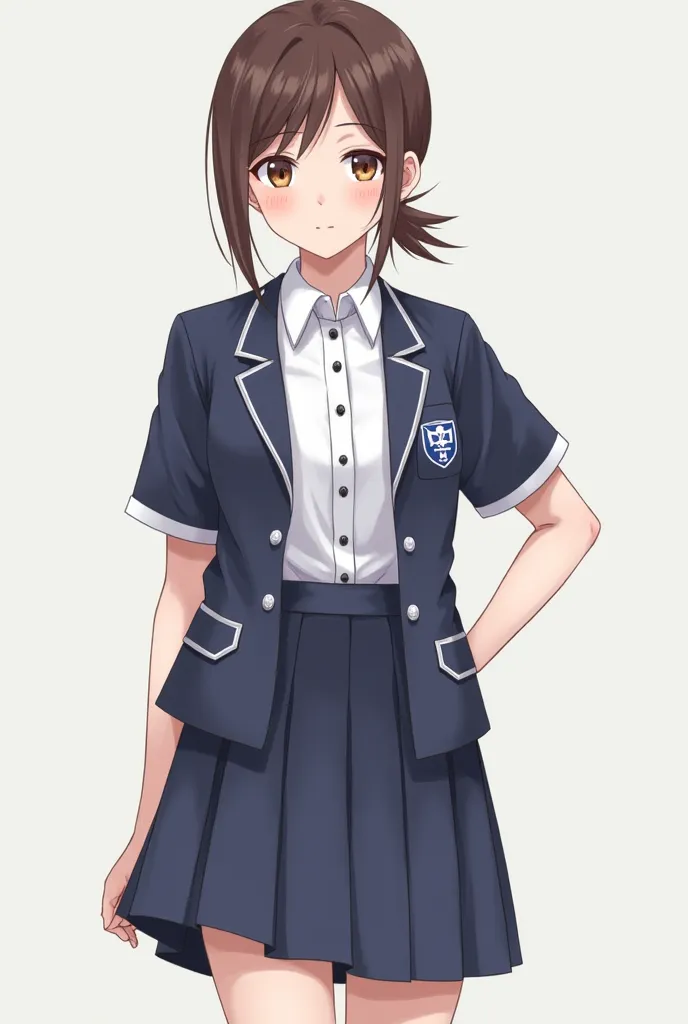 You can make me a school uniform, the short-sleeved shirt with closed buttons, the plain skirt and the jacket , Choose the color for the shirt and skirt 