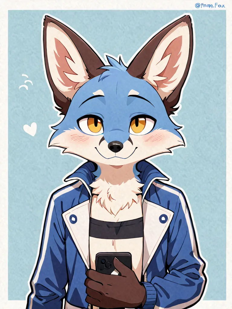 Furry Fox Male, Wearing a BLUE White Jacket