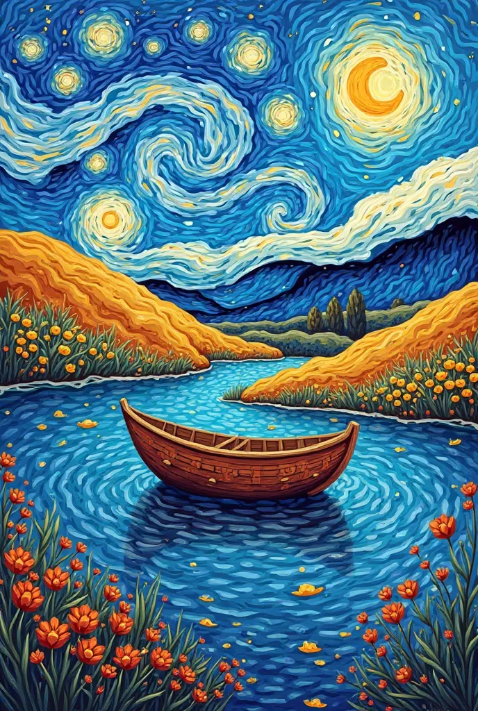 Boat van gogh paint style