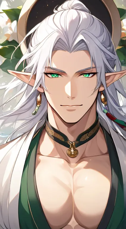 Attractive male elf, 32-year-old mature man, strong, attractive and with a seductive smile. - Wisdom   . warrior,  Courageous and fearless .