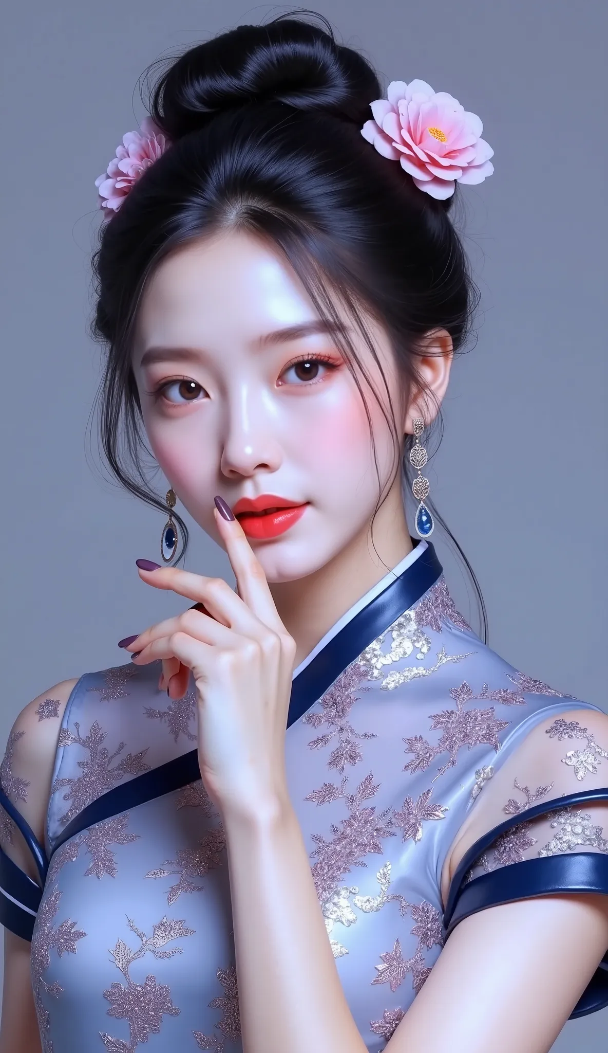  Girl beautiful asian woman fantasy with long hair wearing a red dress and a white top, a photorealistic painting inspired by Wang Yuanqi, trending on cg society, aestheticism, portrait of female korean idol, popular korean makeup, ulzzang