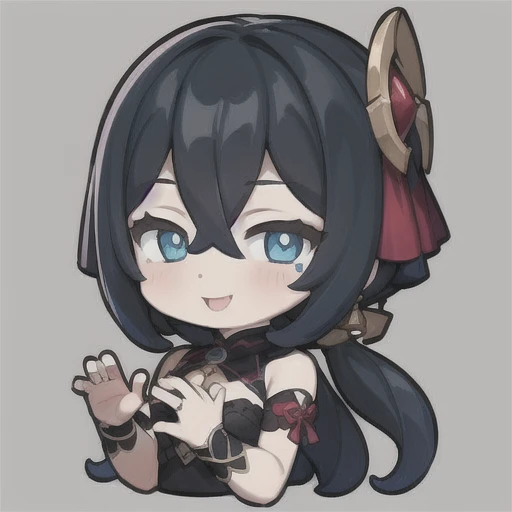 masterpiece, best quality, chibi, 1girl, solo, a vampire girl girl smiling and explaining hands