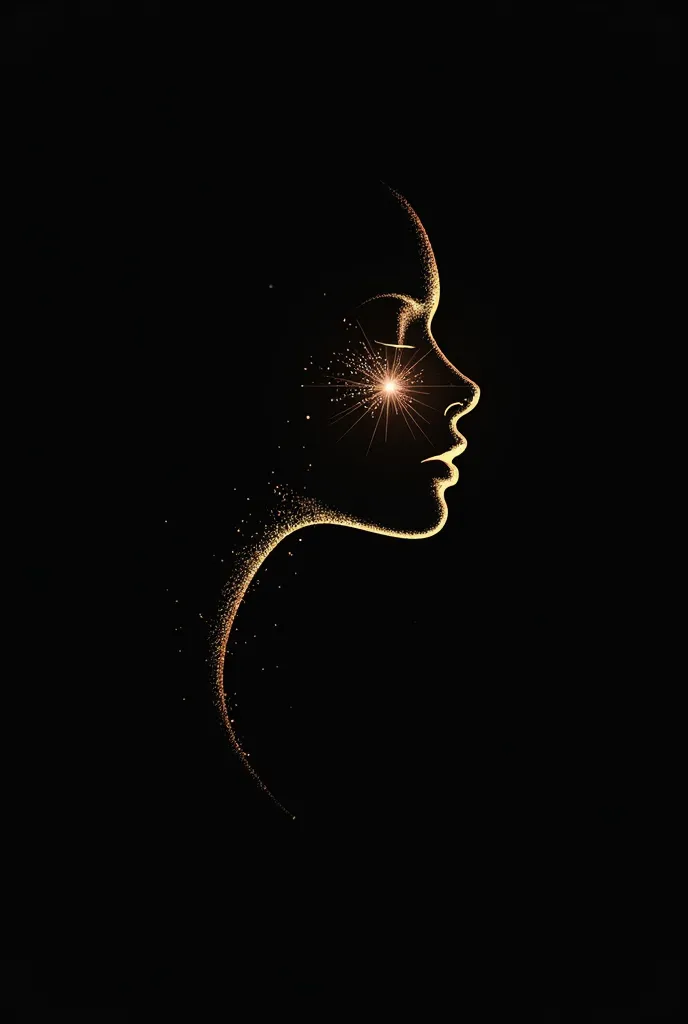 with a black background make me a logo that has an outline of a woman face and in the face there's a shining element indicating that the logo is for a facial treatment salon