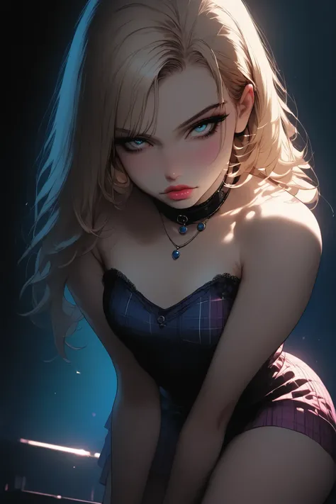 1girl, sexy girl, pigtails, cute face, gorgeous, cute, pretty, pretty face, pale skin, freckles, blond hair, blue eyes, full shiny lips, big lips, thick lips, parted lips, light pink lipgloss, mascara, skinny thighs, body, , innocent look, young face, p...