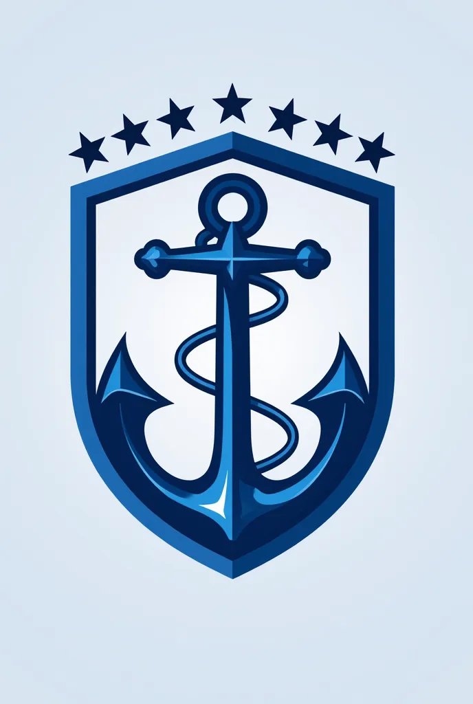 Design a modern football shield for the "Club Atlético Miguel Grau" with a Brazilian style,  elegant and dynamic . The shield must use the colors blue and white and represent the Peruvian hero Miguel Grau. Instead of stars on the top, must wear a sailor's ...