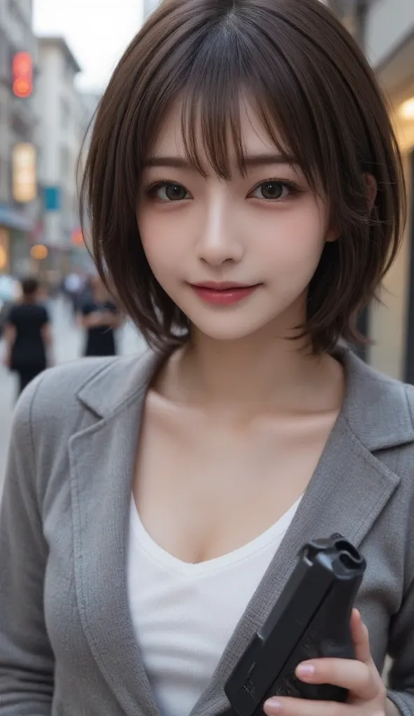 (RAW shooting:1.2),( photorealistic:1.4),(masterpiece:1.3),( top quality :1.4),( A woman with a beautiful perfect body who is particular about sharpness:1.4),( perfect anatomy),  Beautiful Japanese Women , Female Criminal  ,   ((Baby Face)),  stylish close...