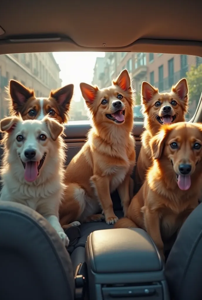 A video of dogs inside a car