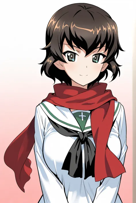 caesar \(girls und panzer\),ooarai school uniform,,red scarf,1girl,solo,